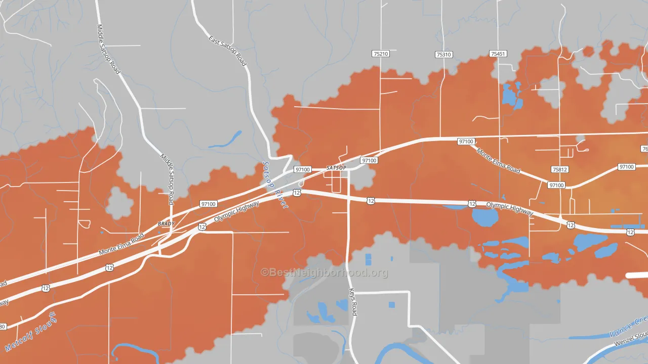 Bike Grade map of 98583, WA