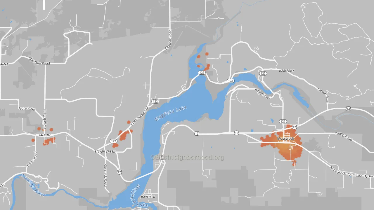 Bike Grade map of 98585, WA
