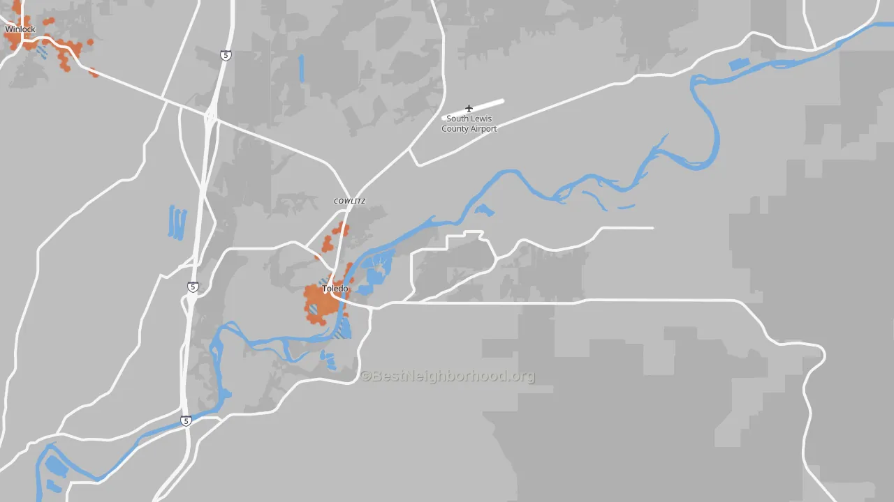 Bike Grade map of 98591, WA
