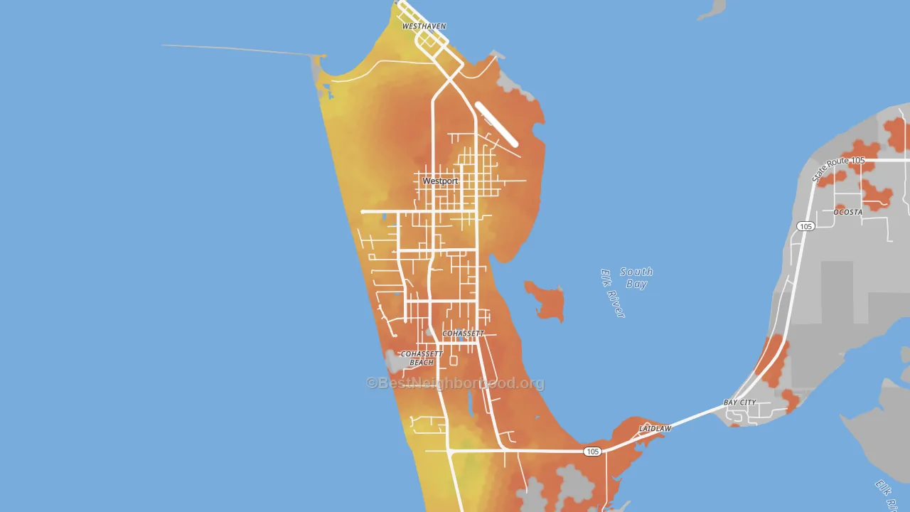 Bike Grade map of 98595, WA