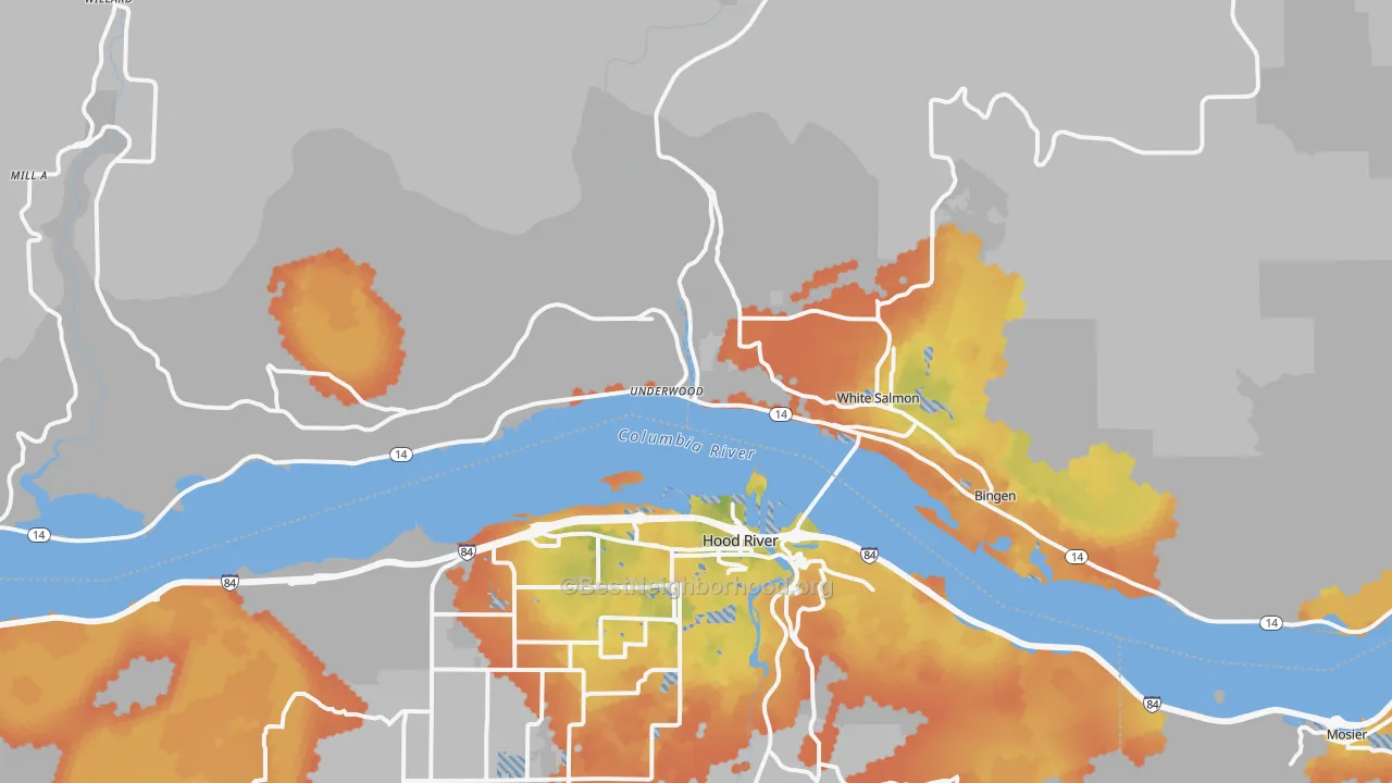 Bike Grade map of 98605, WA