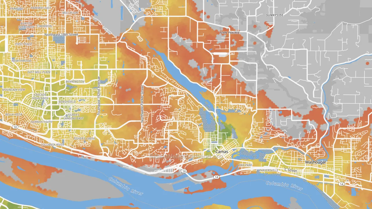 Bike Grade map of 98607, WA