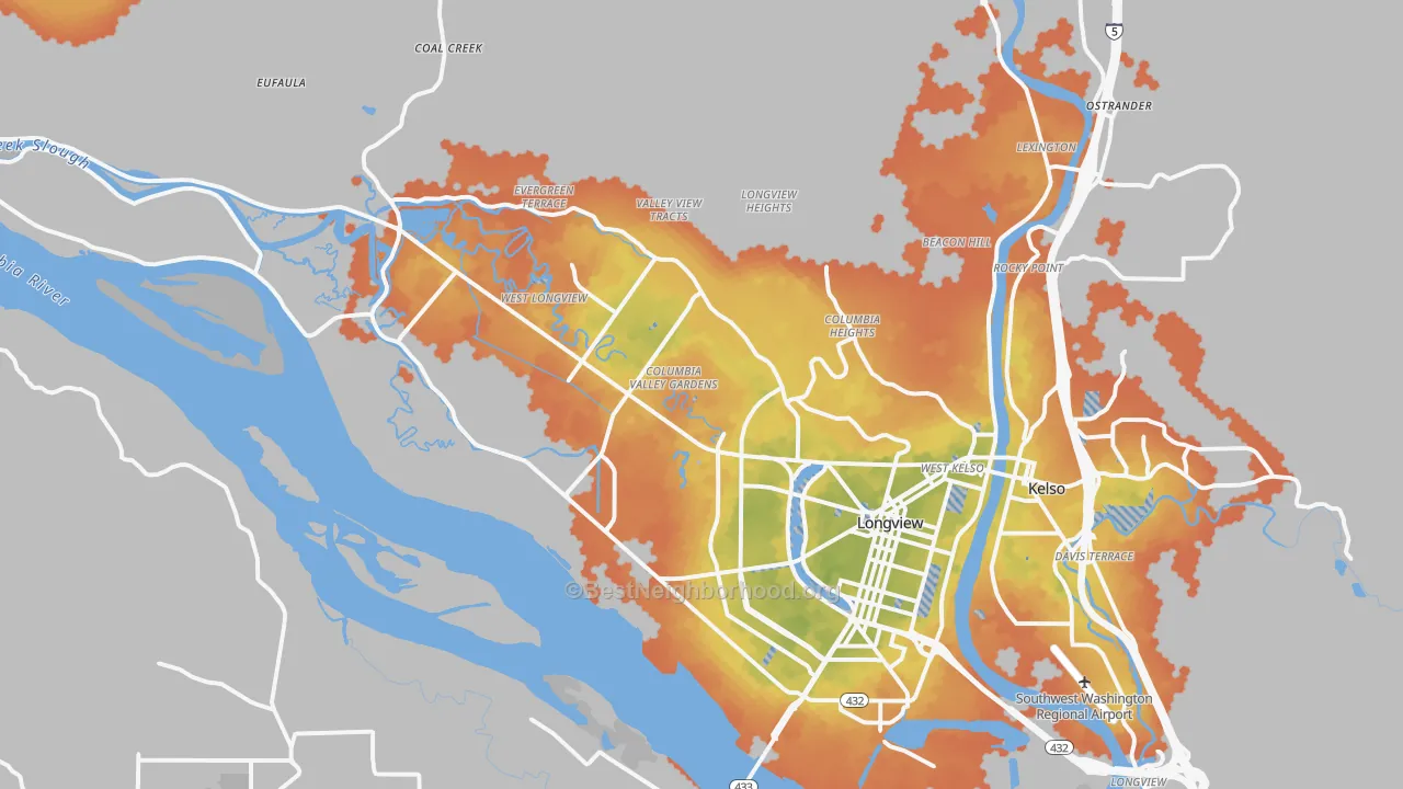 Bike Grade map of 98632, WA