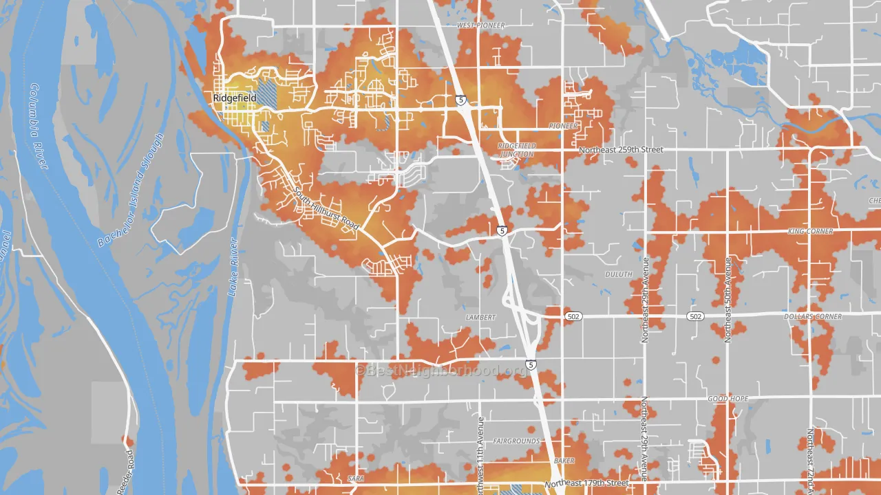 Bike Grade map of 98642, WA