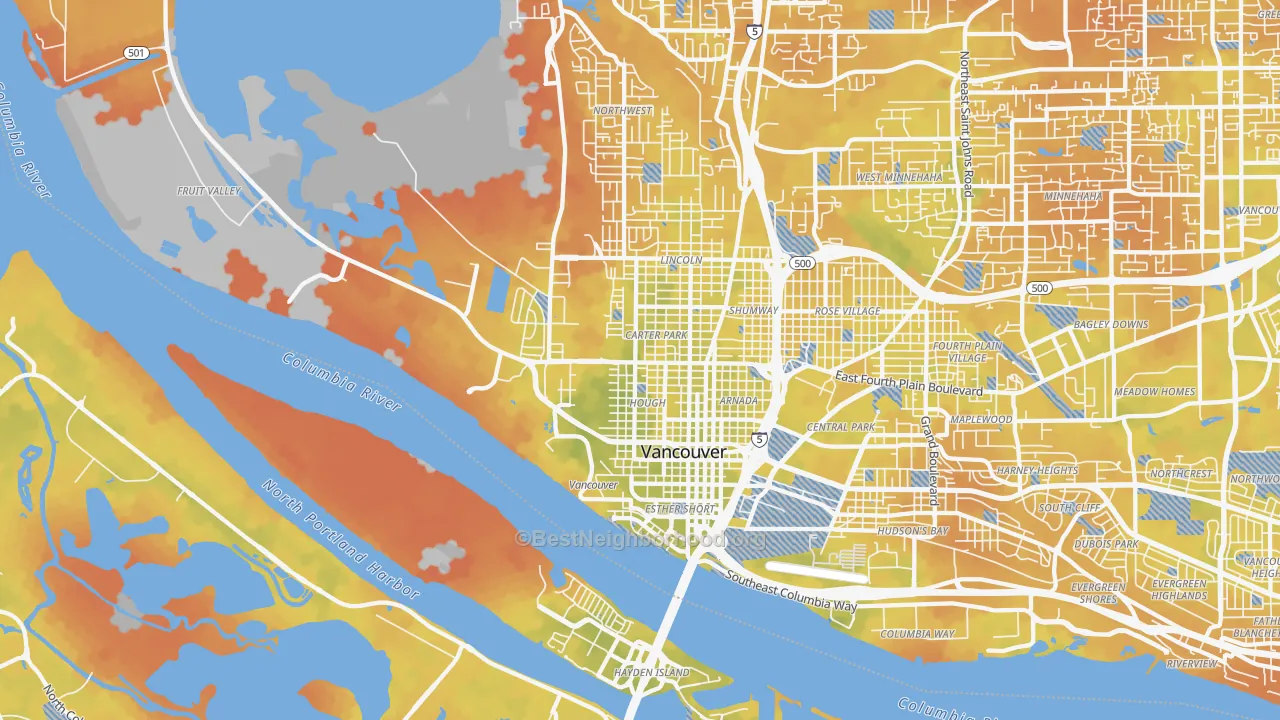 Bike Grade map of 98660, WA