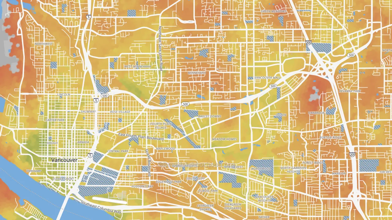 Bike Grade map of 98661, WA