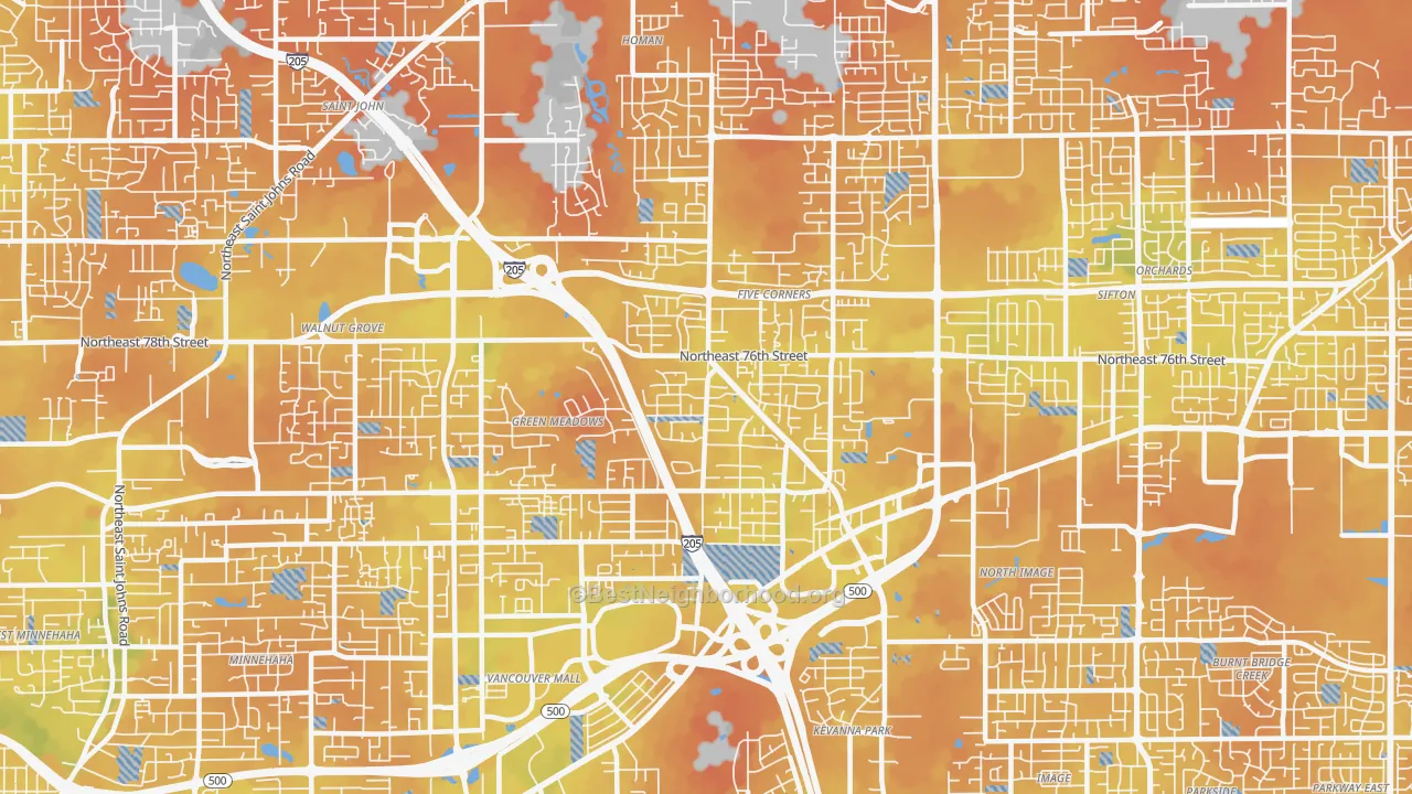 Bike Grade map of 98662, WA