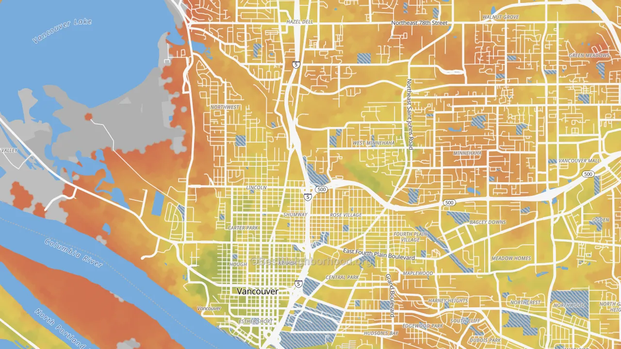 Bike Grade map of 98663, WA