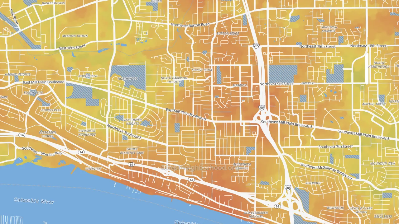 Bike Grade map of 98664, WA