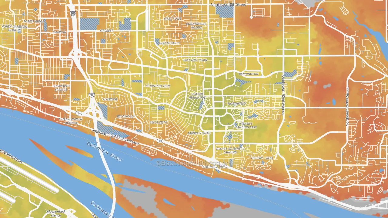 Bike Grade map of 98683, WA