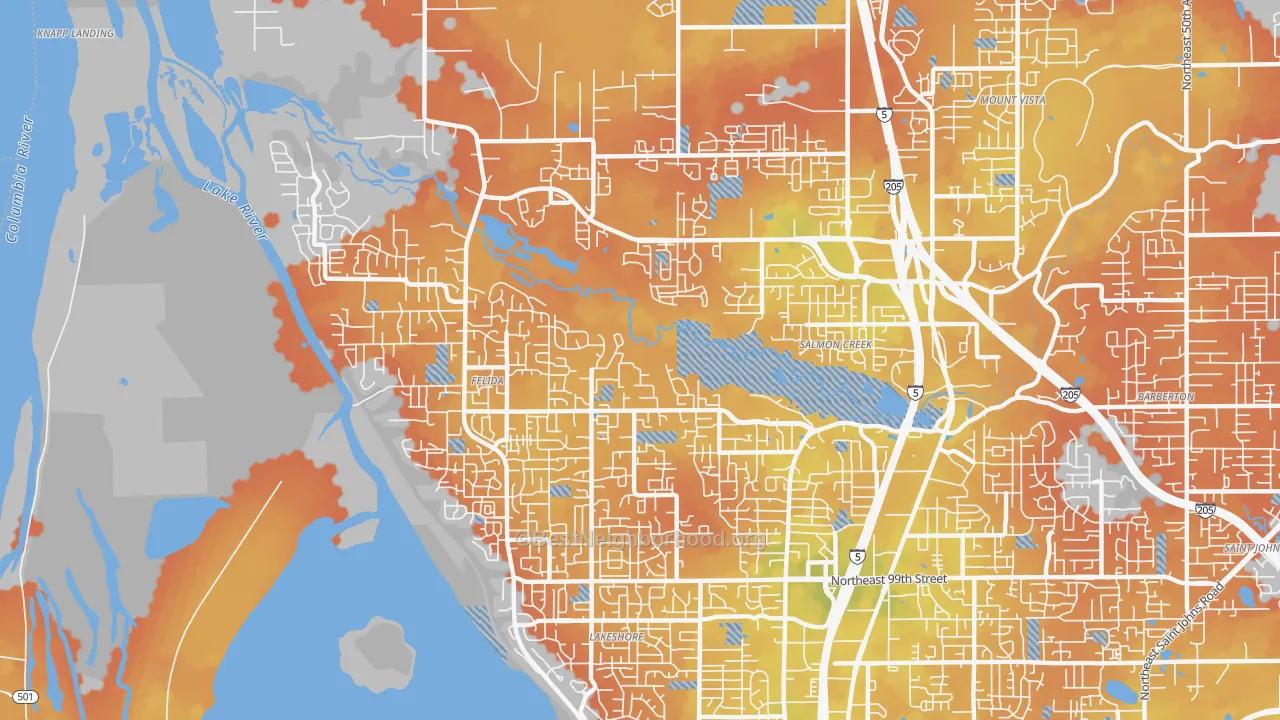 Bike Grade map of 98685, WA