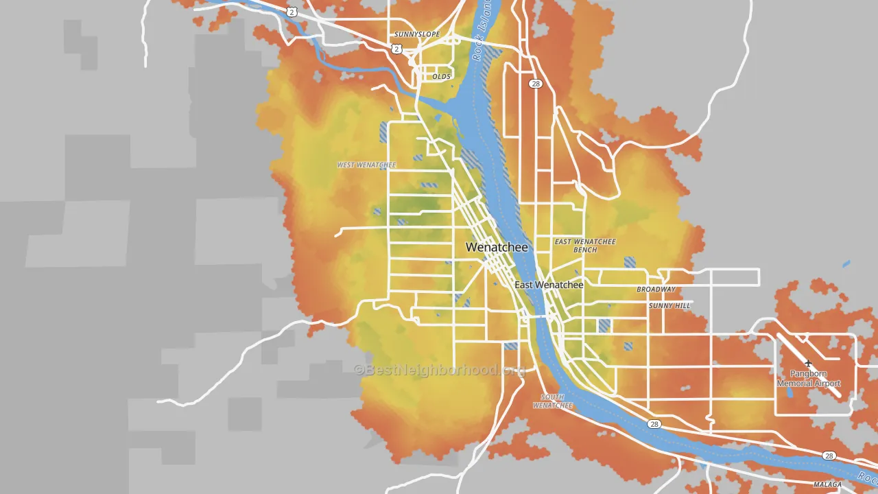 Bike Grade map of 98801, WA