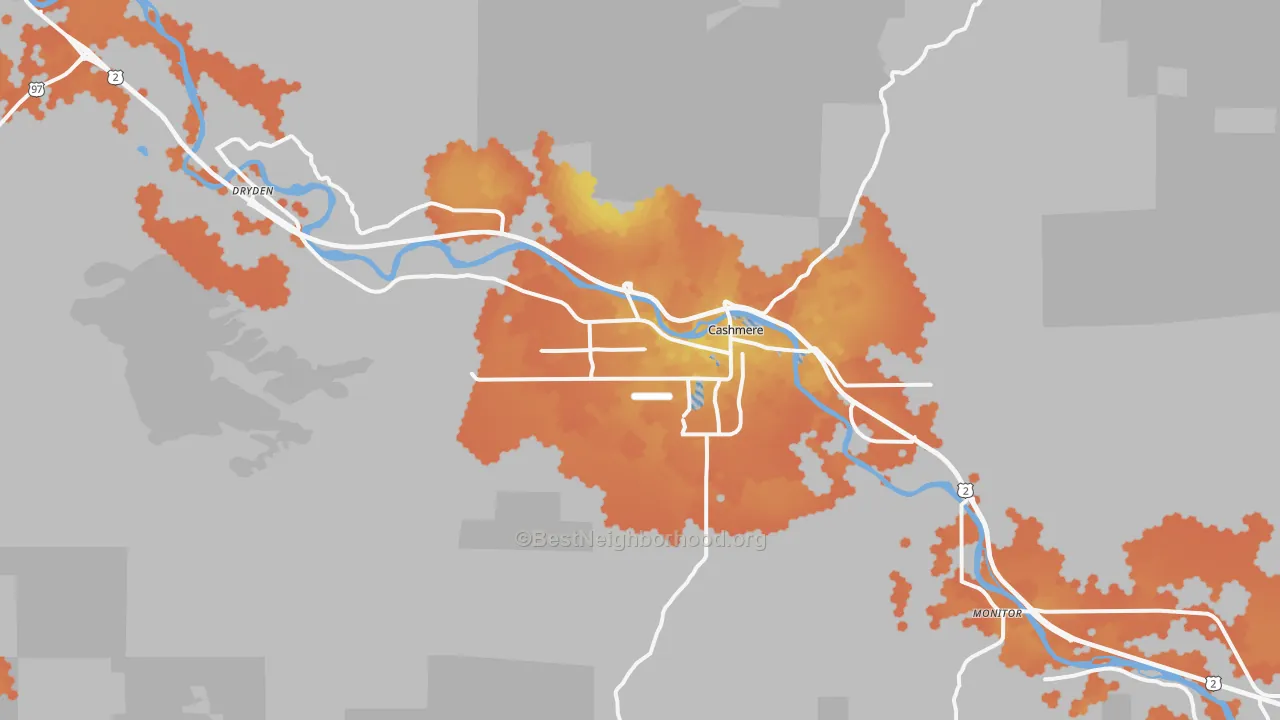 Bike Grade map of 98815, WA