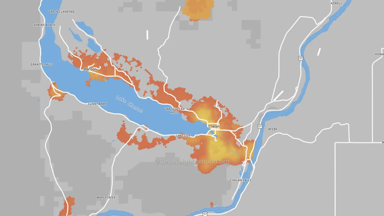 Bike Grade map of 98816, WA
