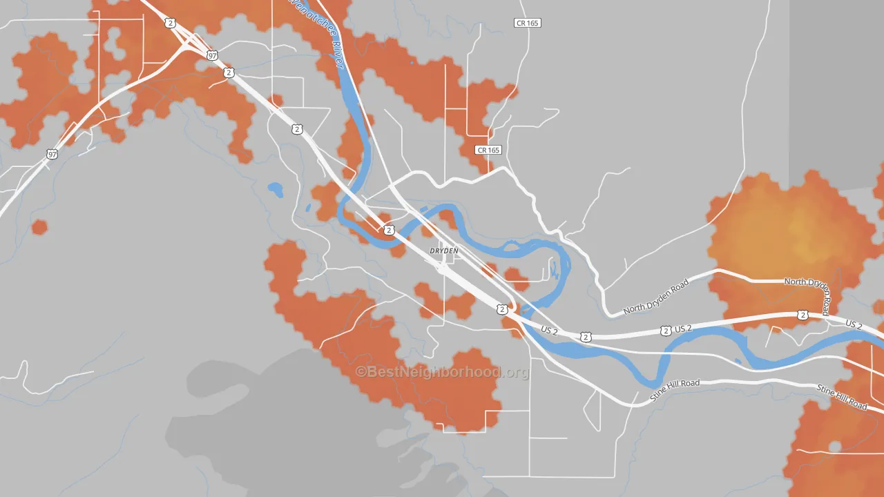 Bike Grade map of 98821, WA