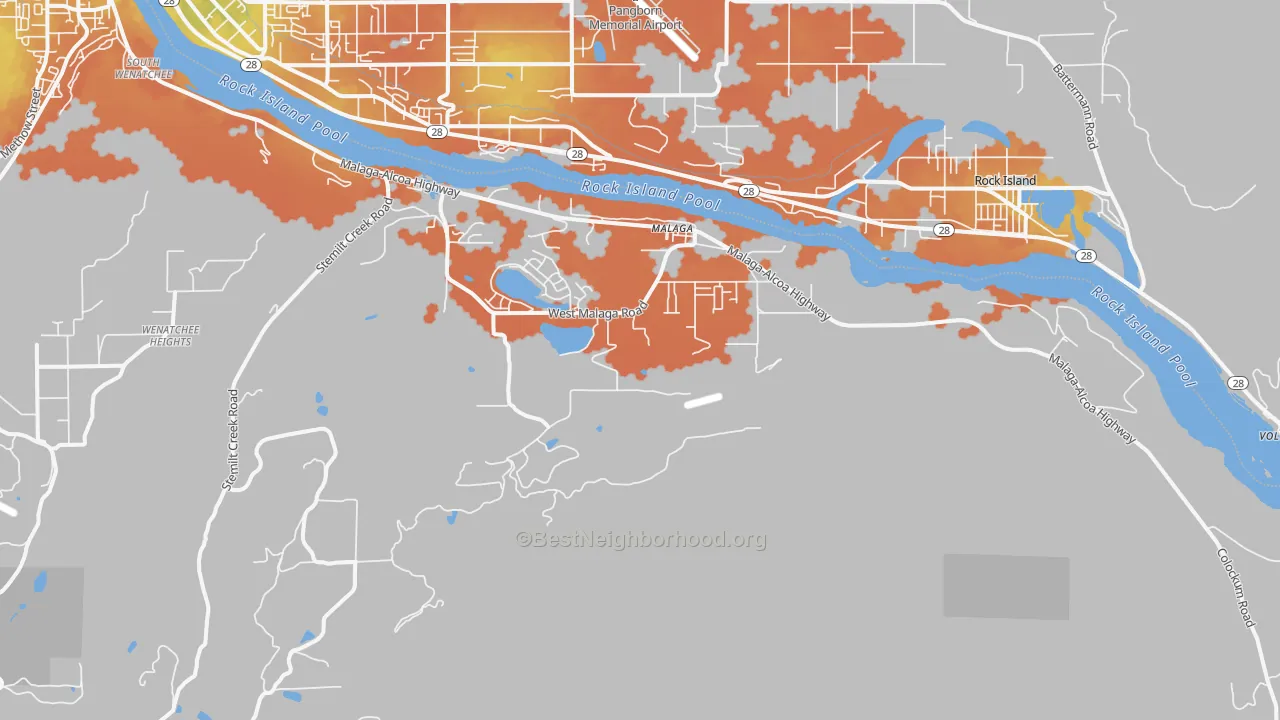 Bike Grade map of 98828, WA