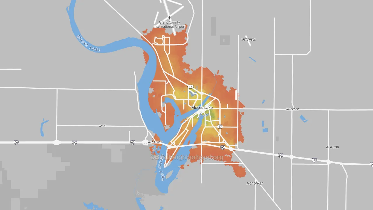 Bike Grade map of 98837, WA