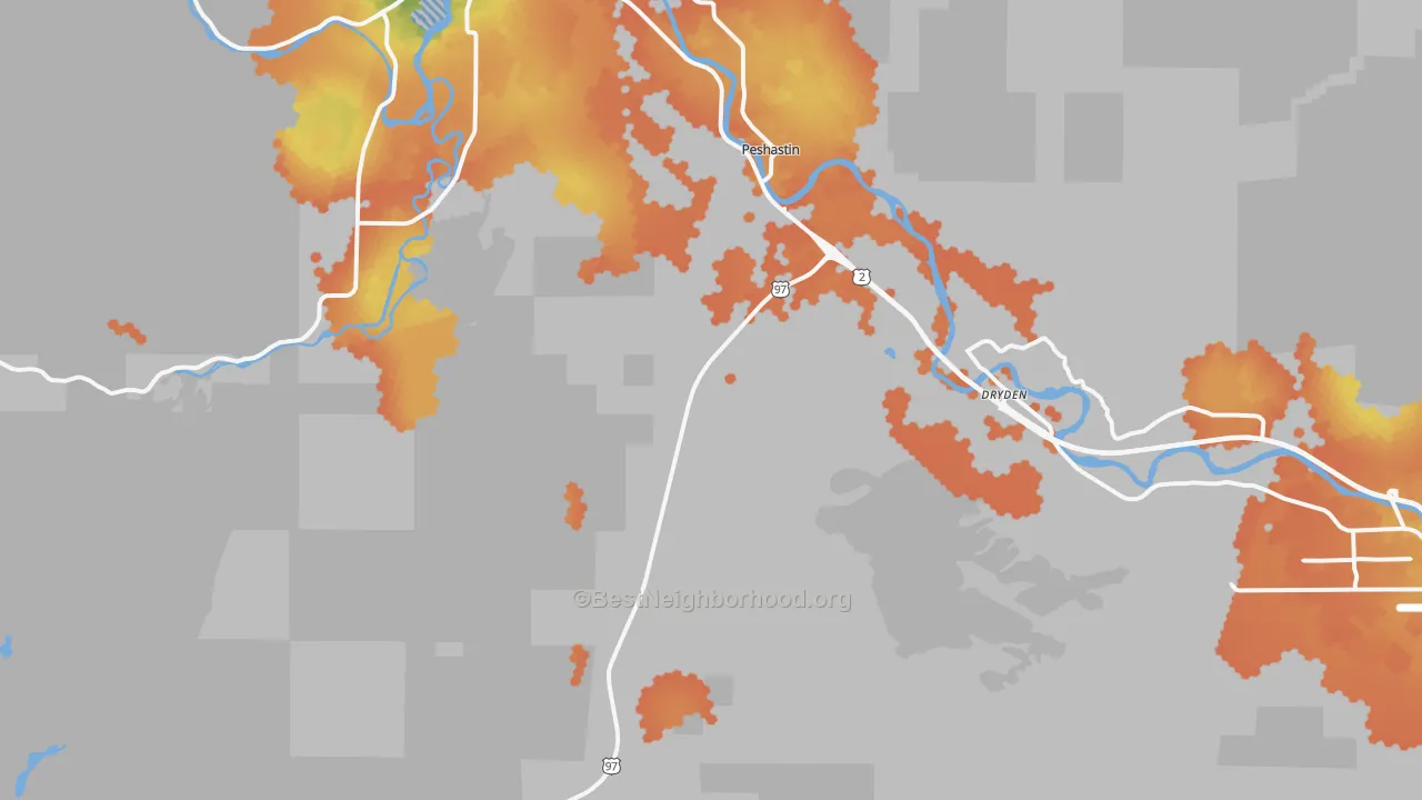 Bike Grade map of 98847, WA
