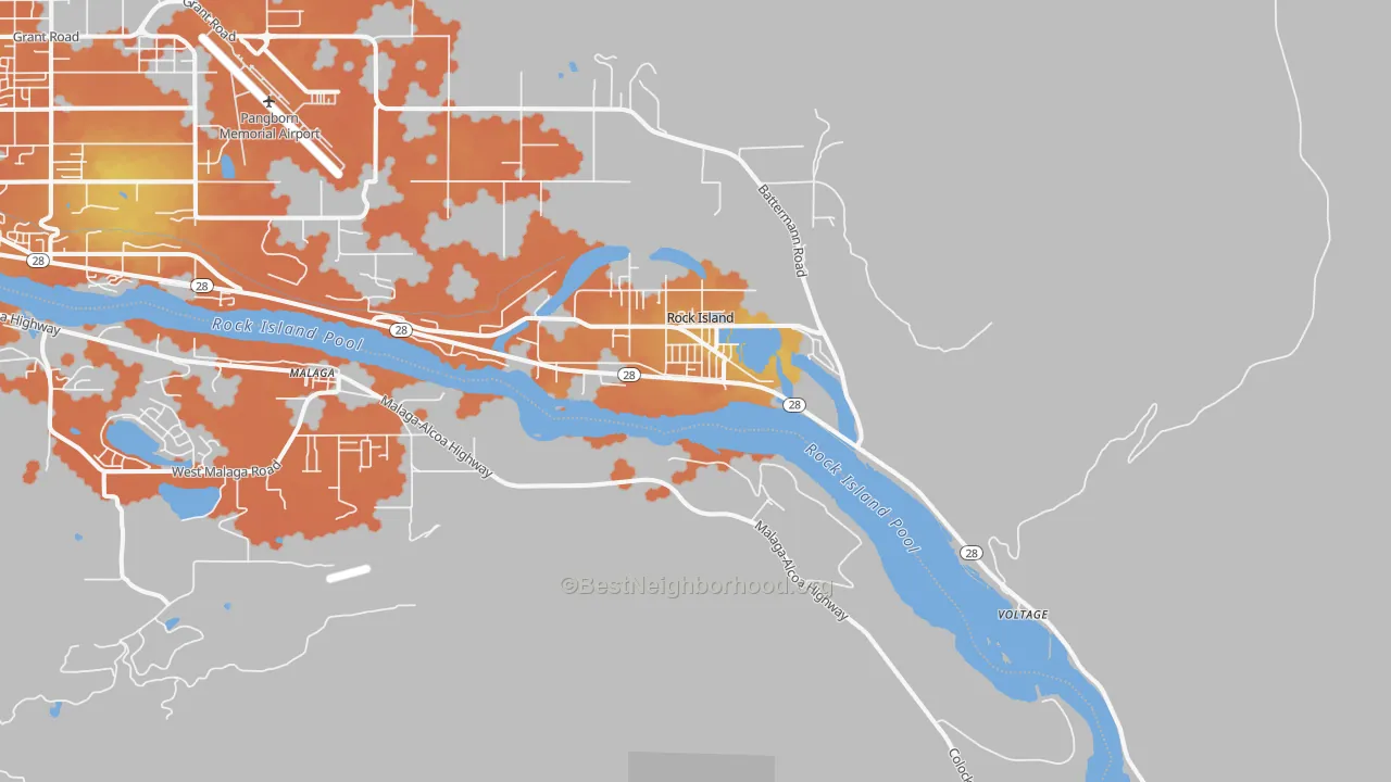 Bike Grade map of 98850, WA