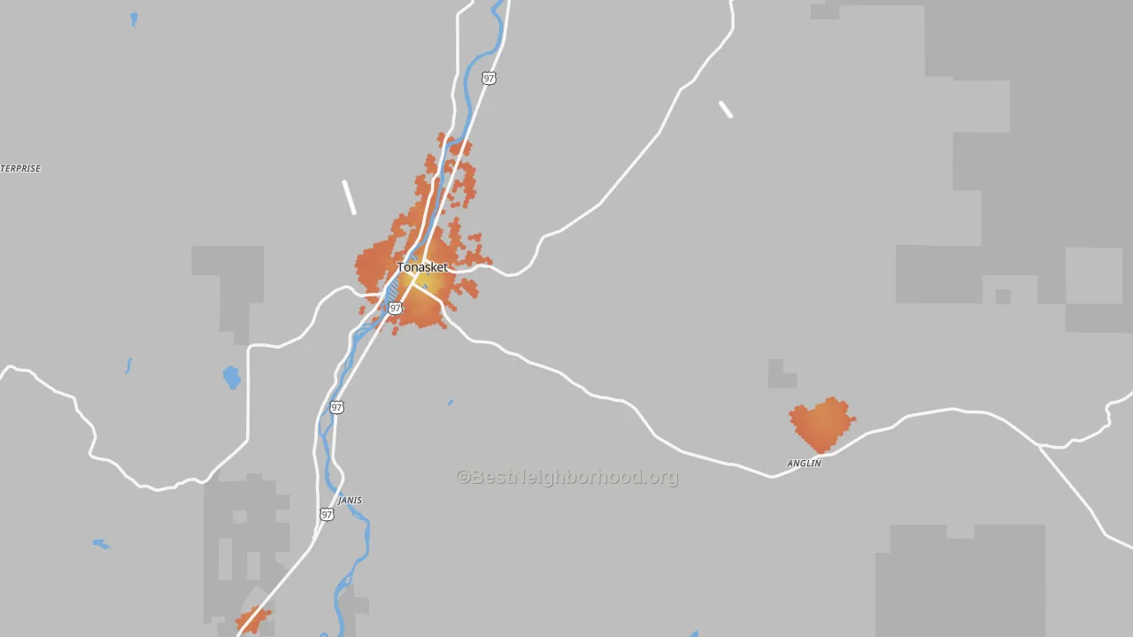 Bike Grade map of 98855, WA
