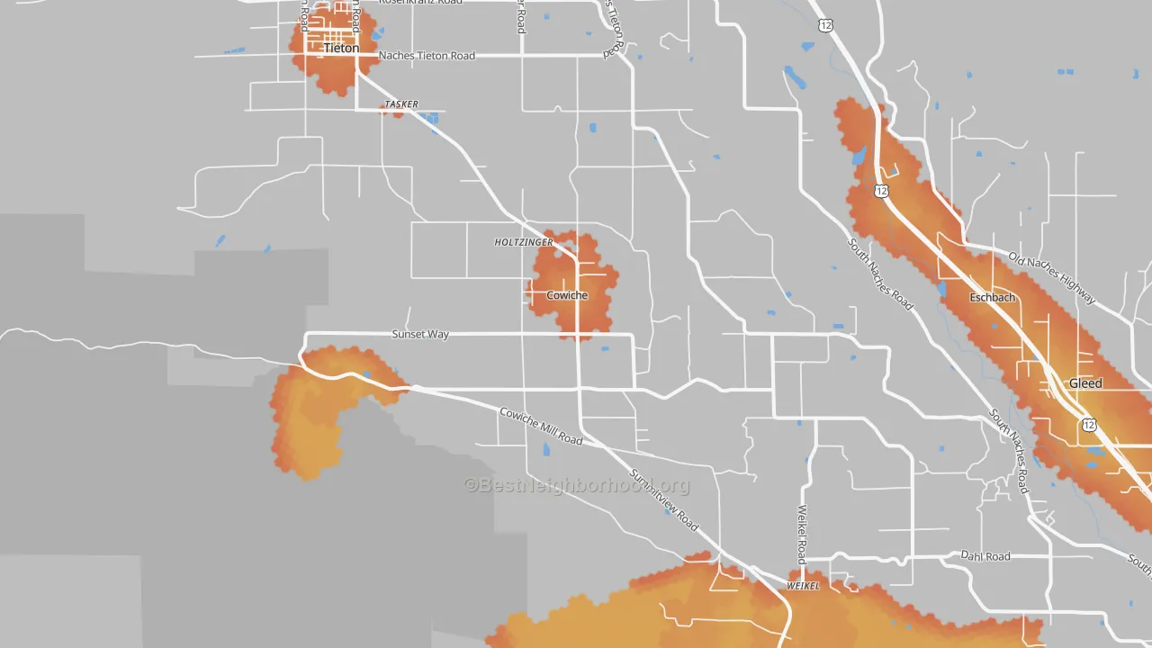 Bike Grade map of 98923, WA