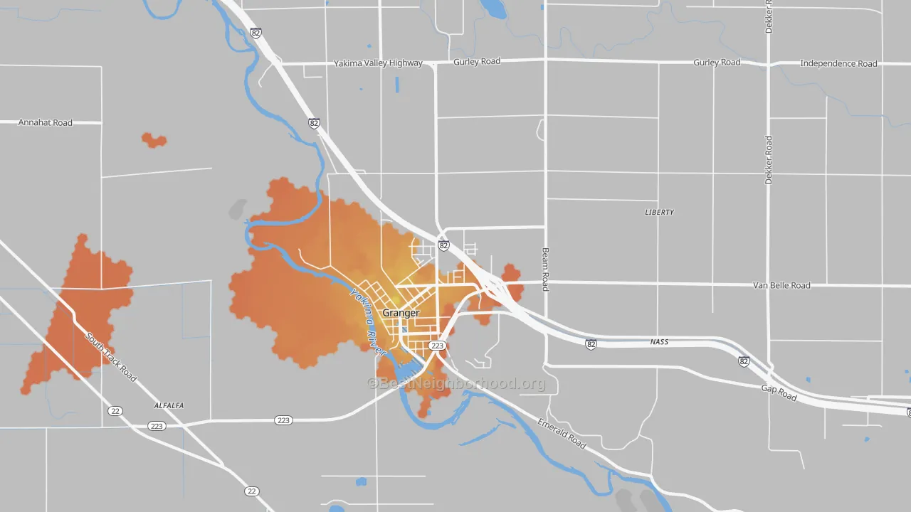 Bike Grade map of 98932, WA
