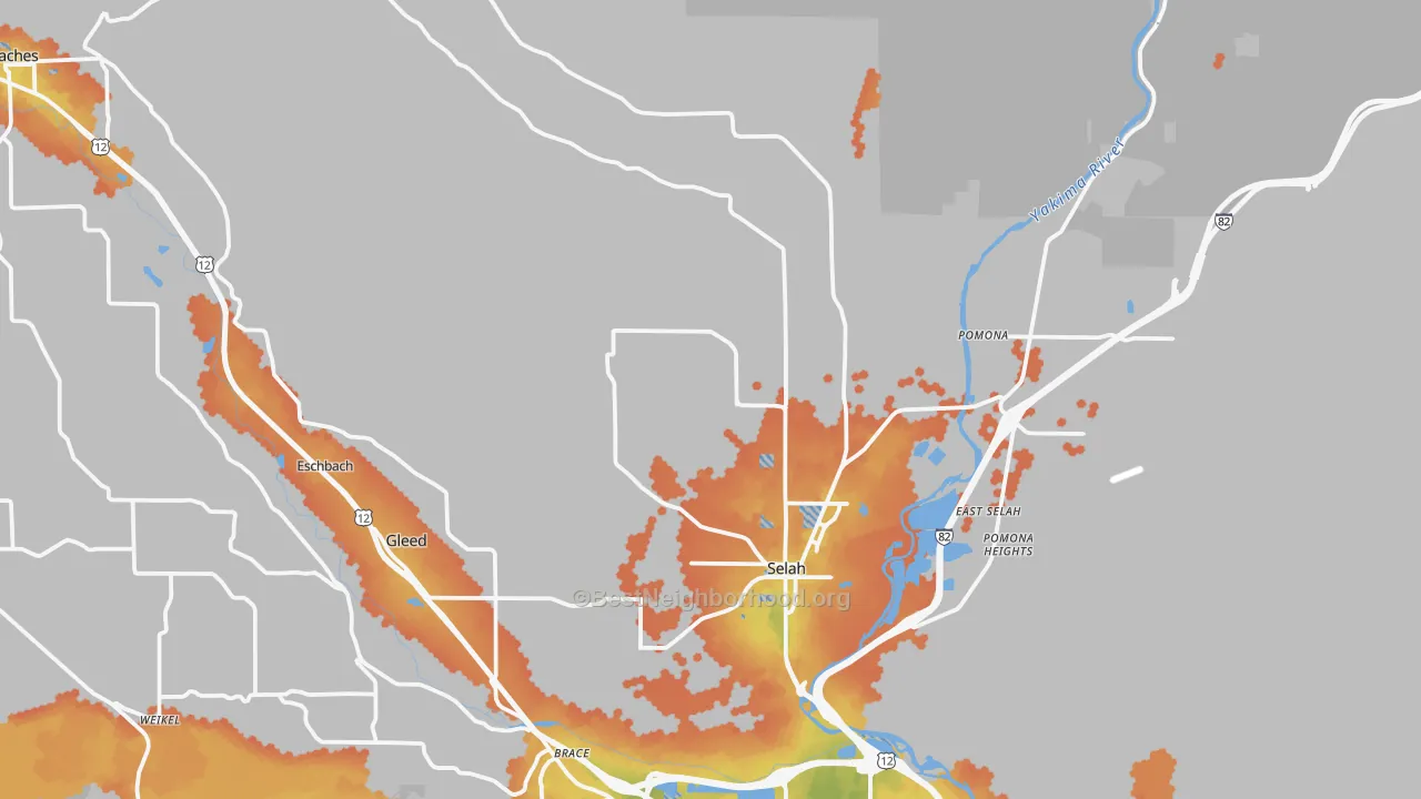 Bike Grade map of 98942, WA
