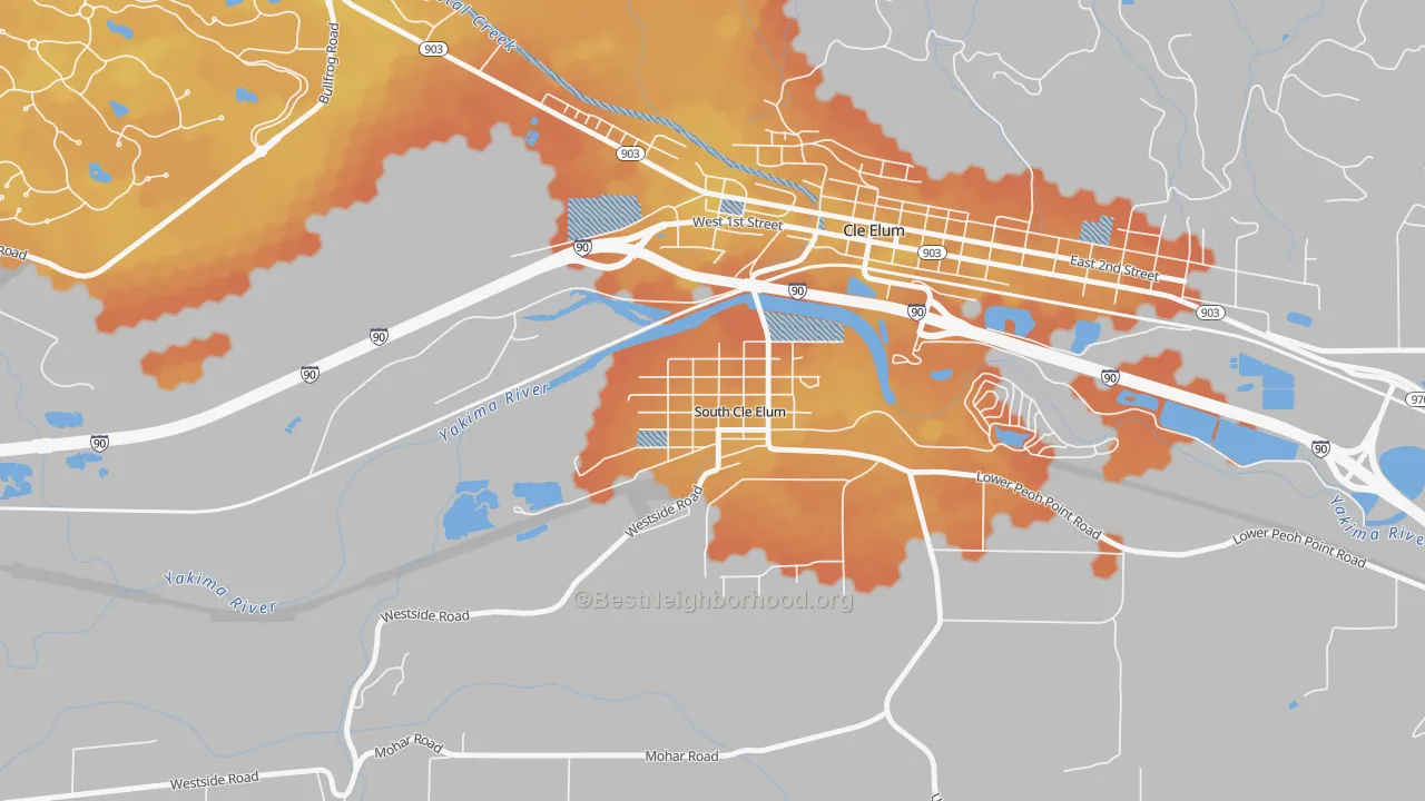 Bike Grade map of 98943, WA