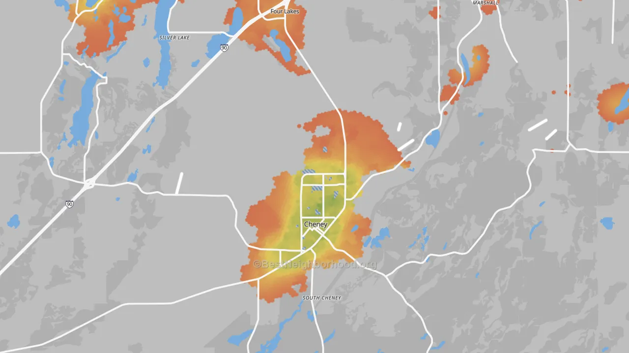 Bike Grade map of 99004, WA