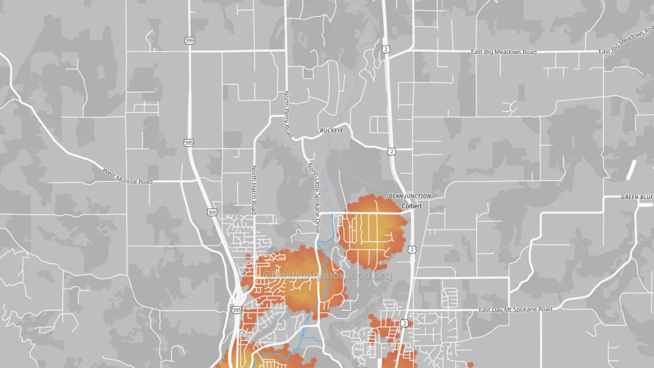 Bike Grade map of 99005, WA