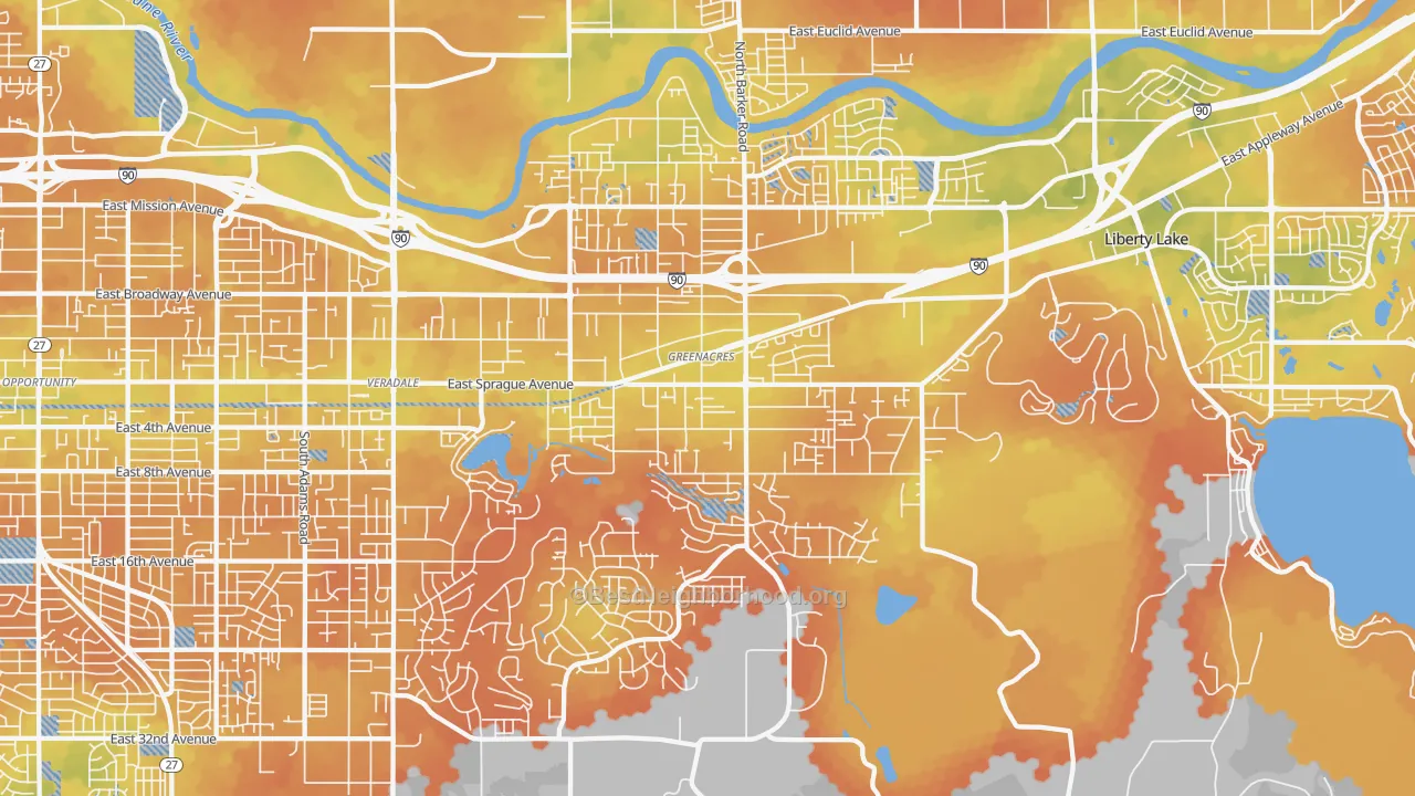 Bike Grade map of 99016, WA