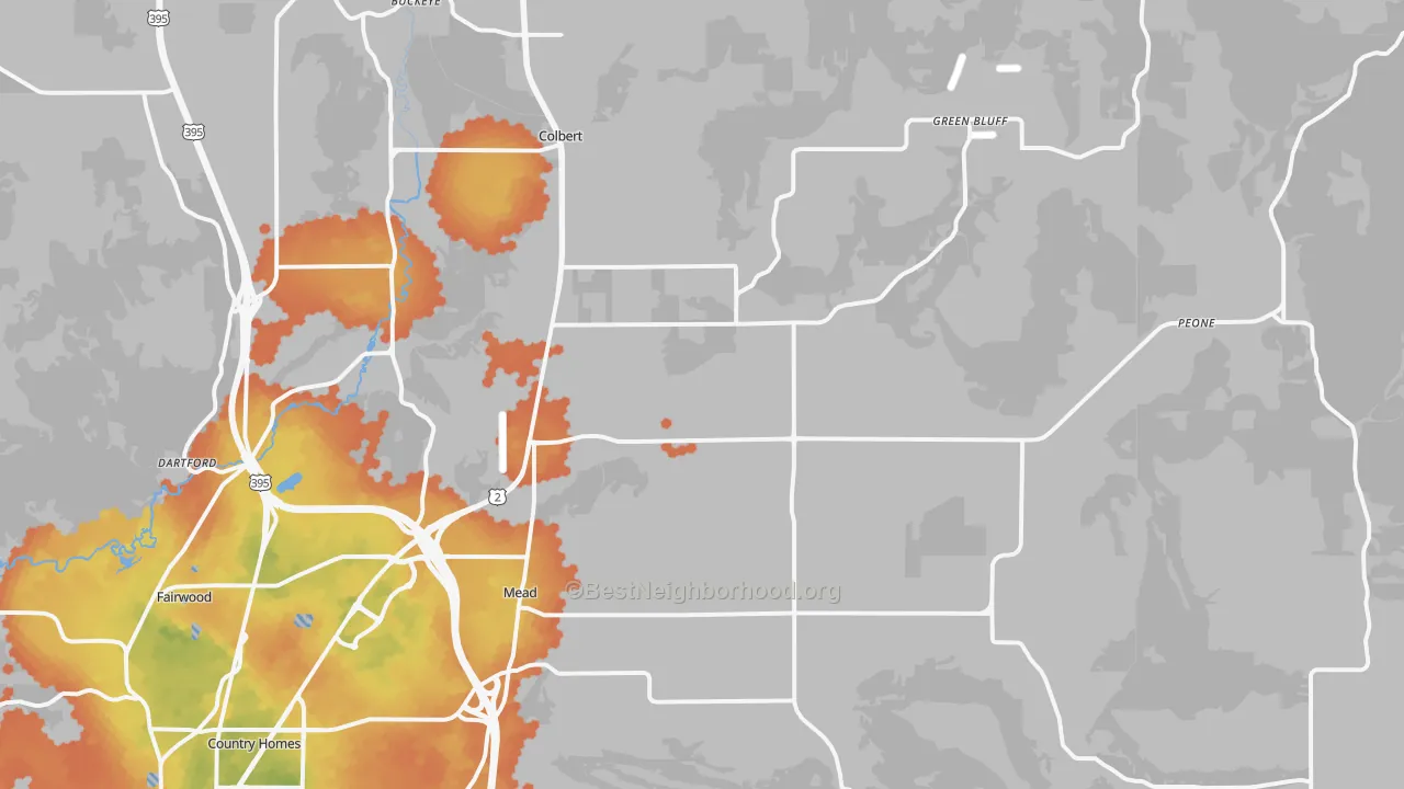 Bike Grade map of 99021, WA