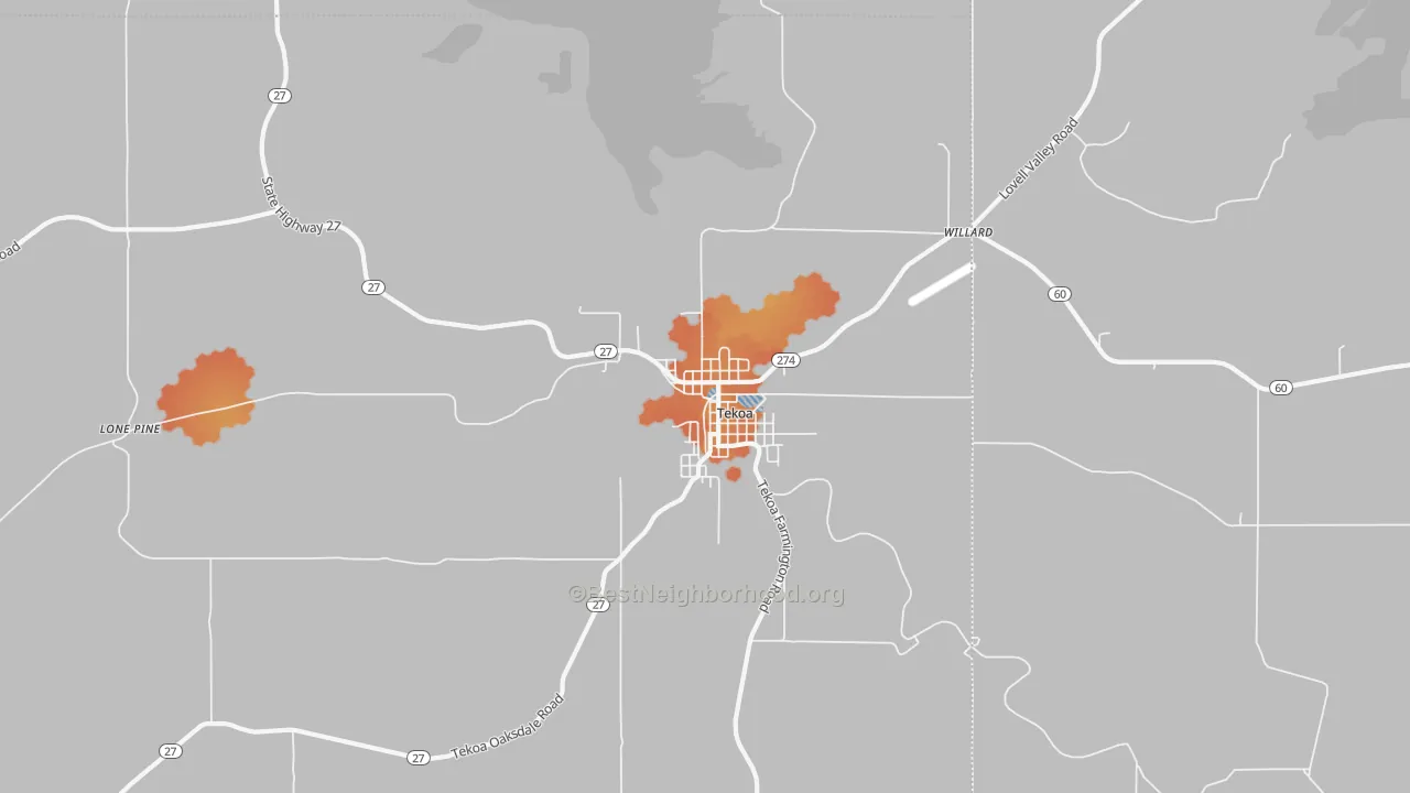 Bike Grade map of 99033, WA