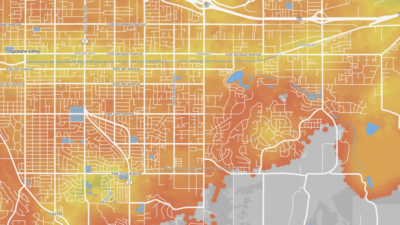 Bike Grade map of 99037, WA