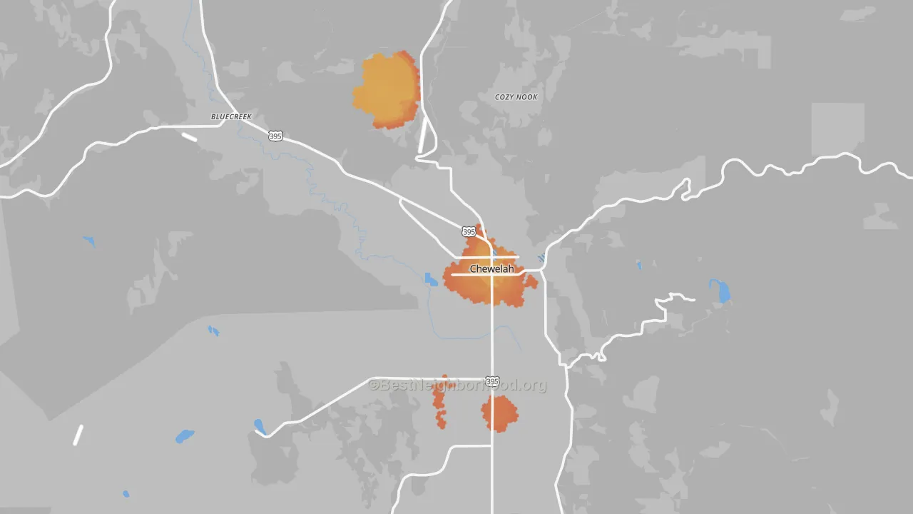 Bike Grade map of 99109, WA