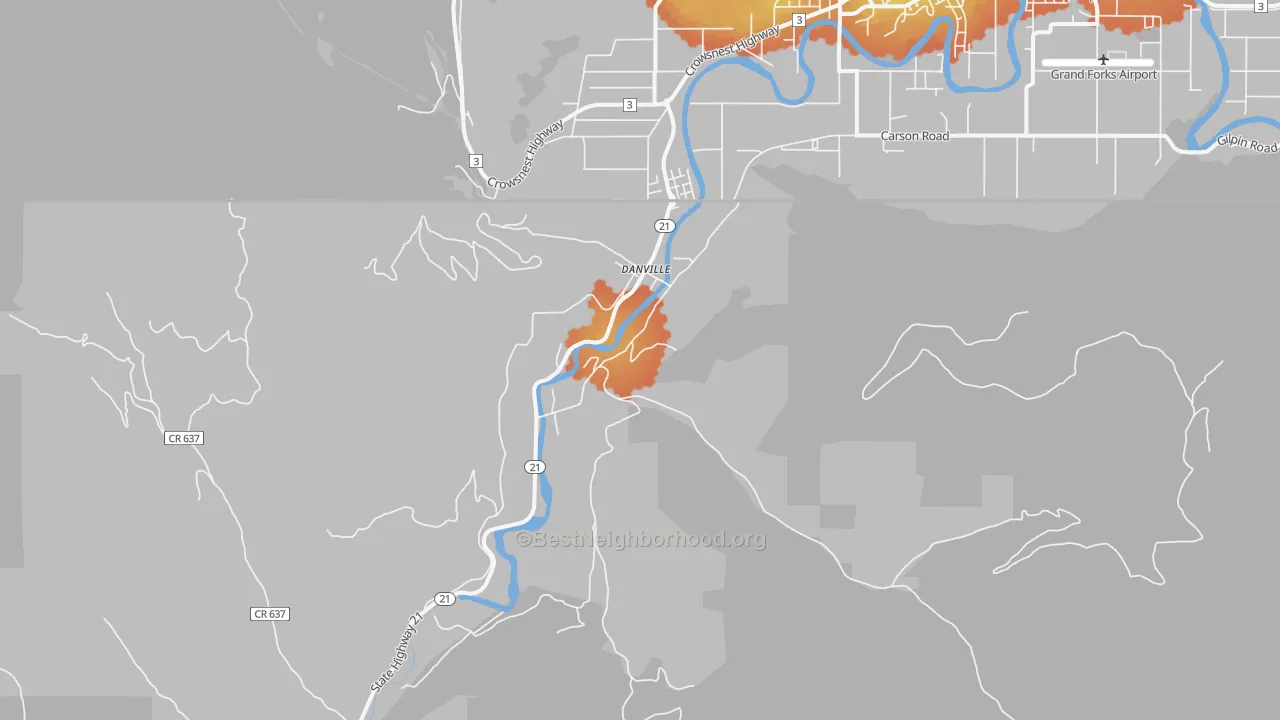 Bike Grade map of 99121, WA