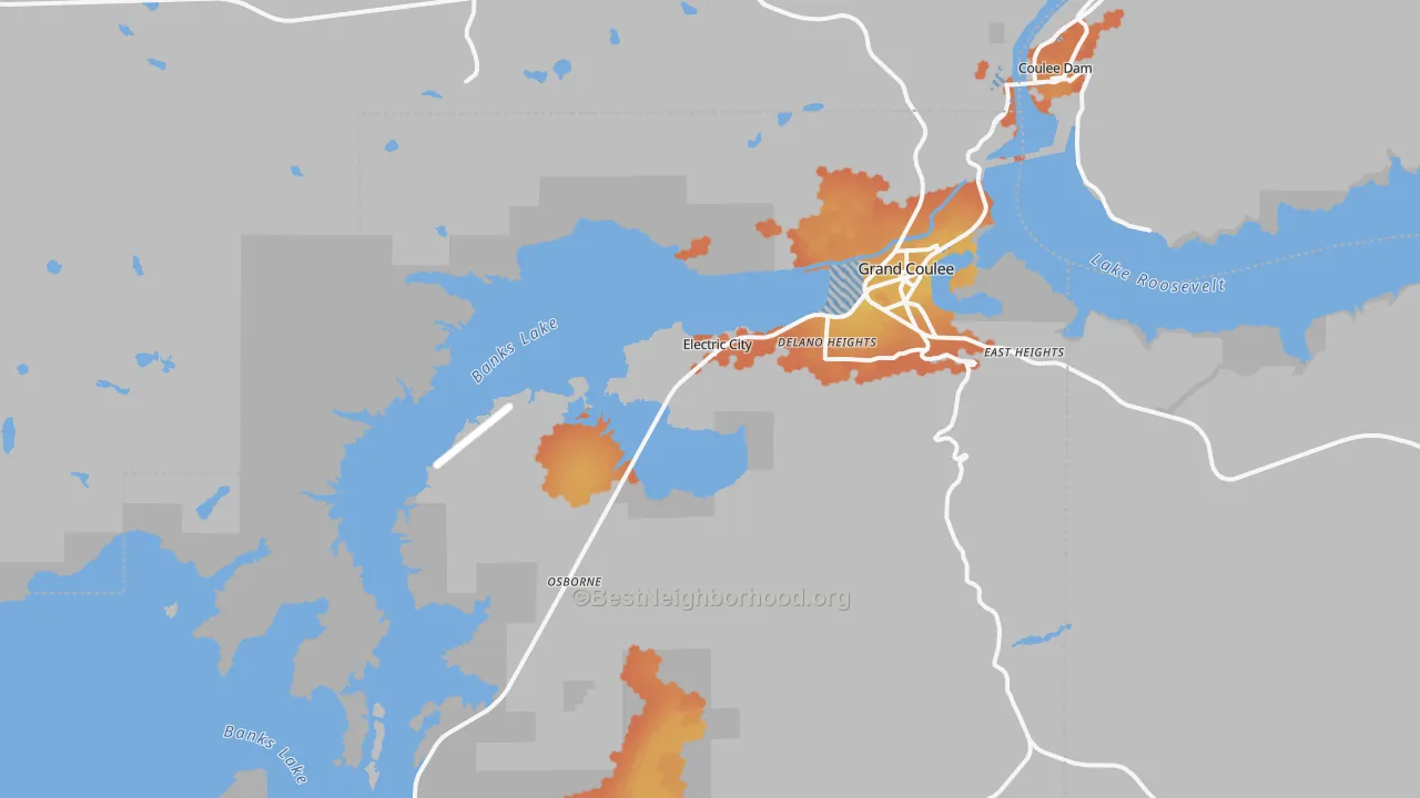Bike Grade map of 99123, WA