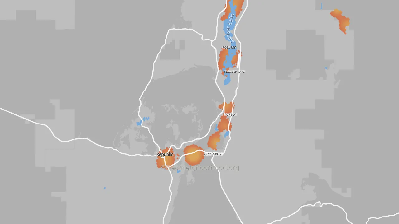 Bike Grade map of 99166, WA