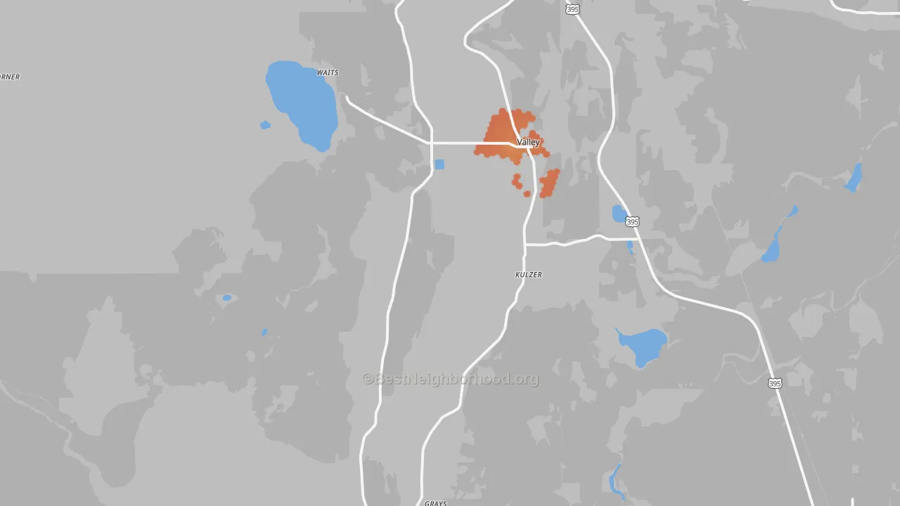 Bike Grade map of 99181, WA