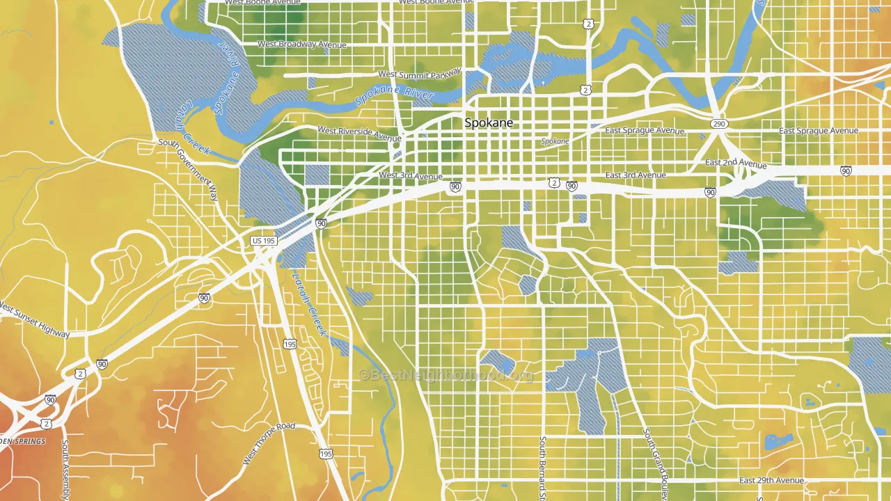 Bike Grade map of 99204, WA