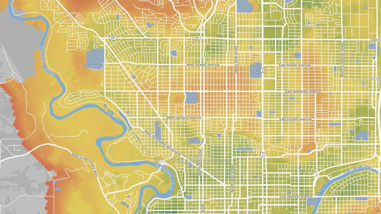 Bike Grade map of 99205, WA