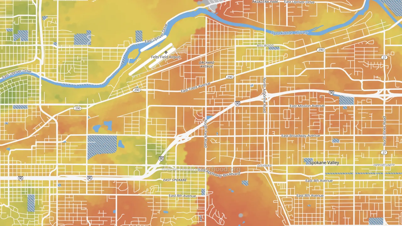Bike Grade map of 99212, WA