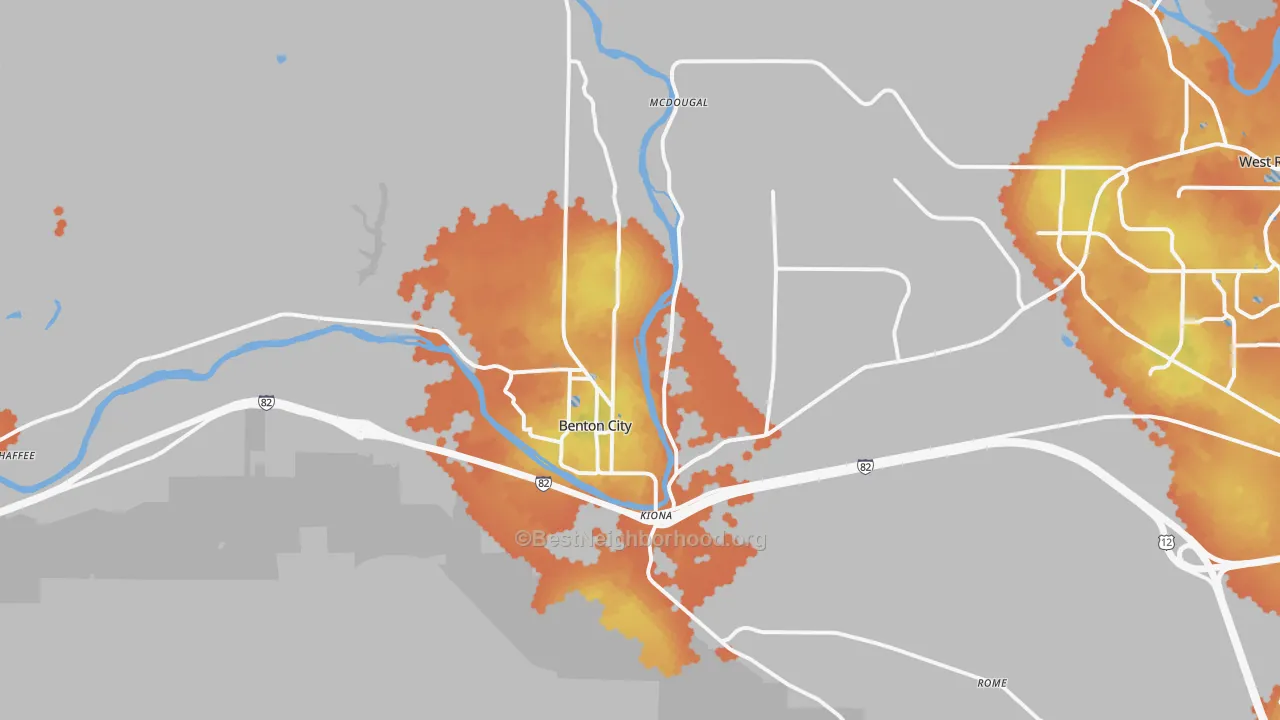 Bike Grade map of 99320, WA