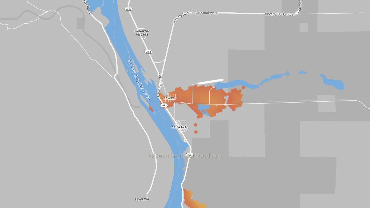 Bike Grade map of 99321, WA