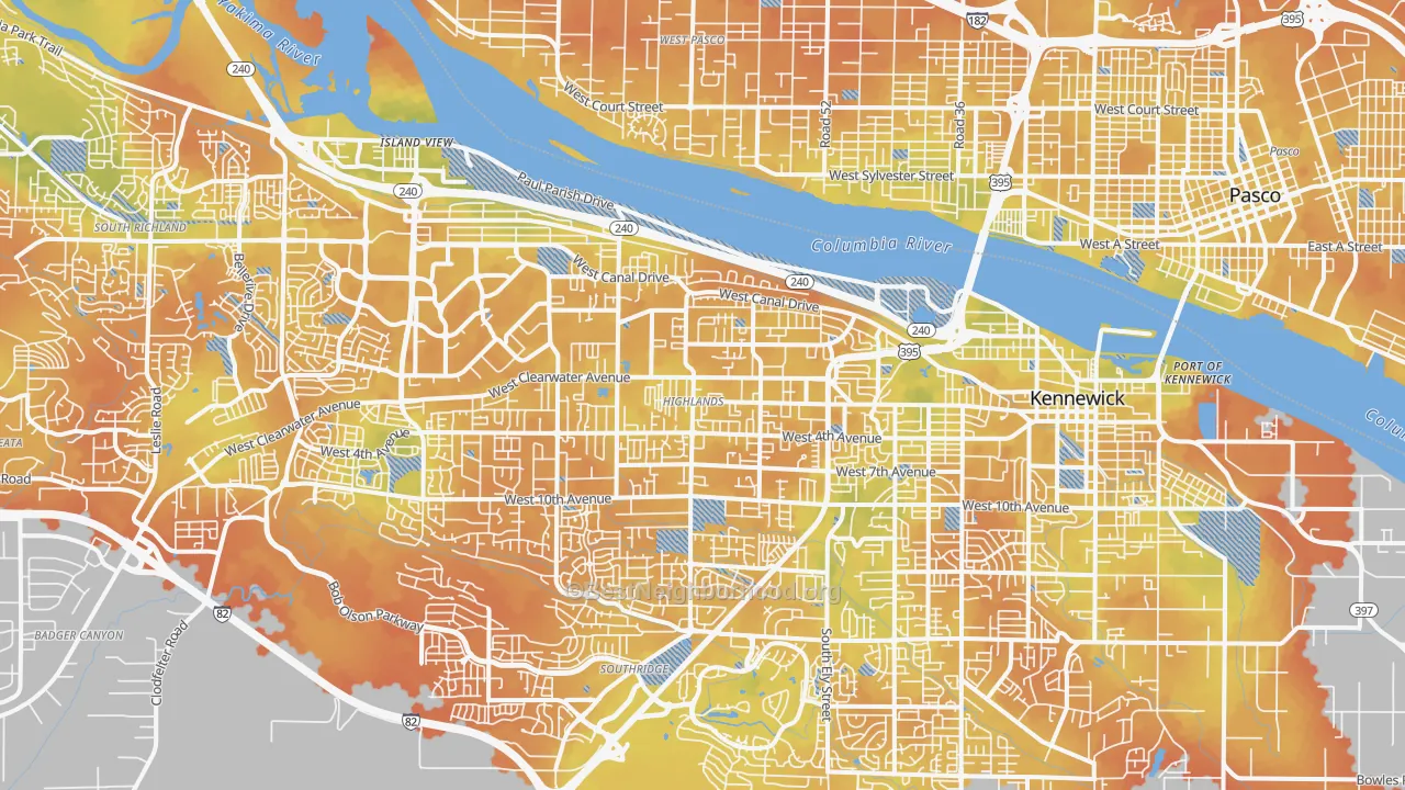 Bike Grade map of 99336, WA