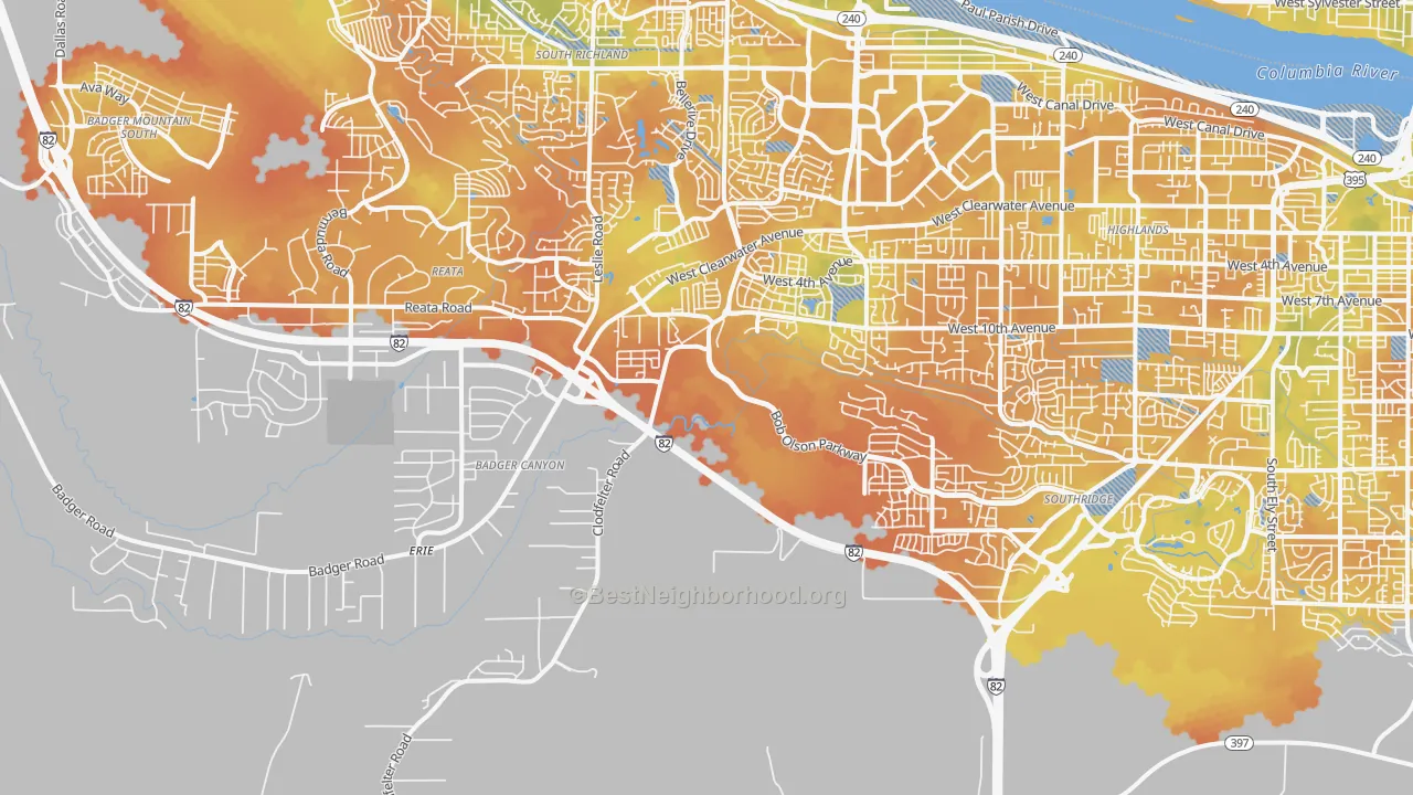 Bike Grade map of 99338, WA