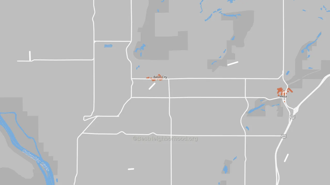 Bike Grade map of 99343, WA