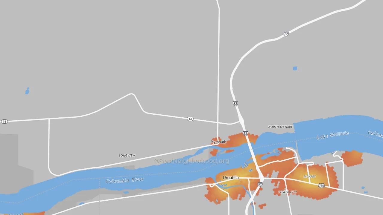 Bike Grade map of 99346, WA