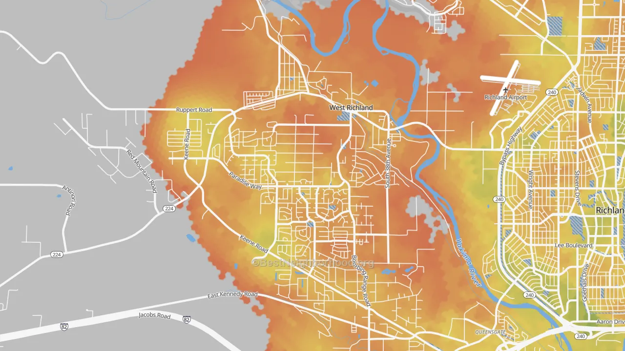 Bike Grade map of 99353, WA