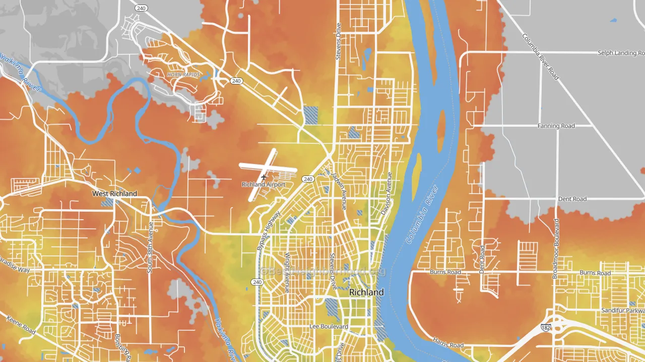 Bike Grade map of 99354, WA